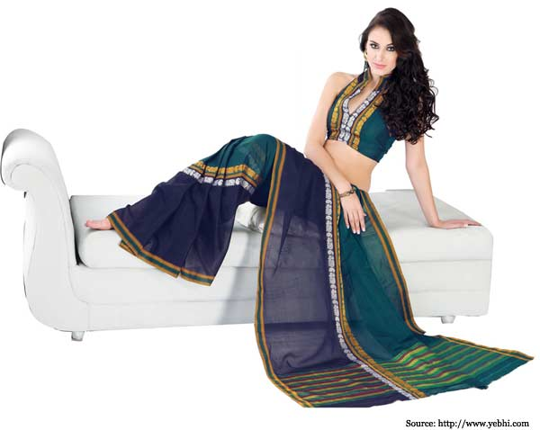 Ishin-Green-Cotton-Saree